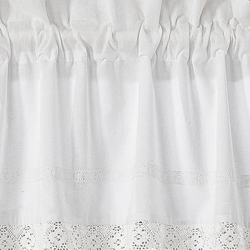 Laura Ashley - Valance, 100% Soft Cotton Window Treatment with Rod Pocket, Lightweight & Machine Washable, Curtain with Crocheted Lace Detail (Annabella White, 15" x 86") - Image 4