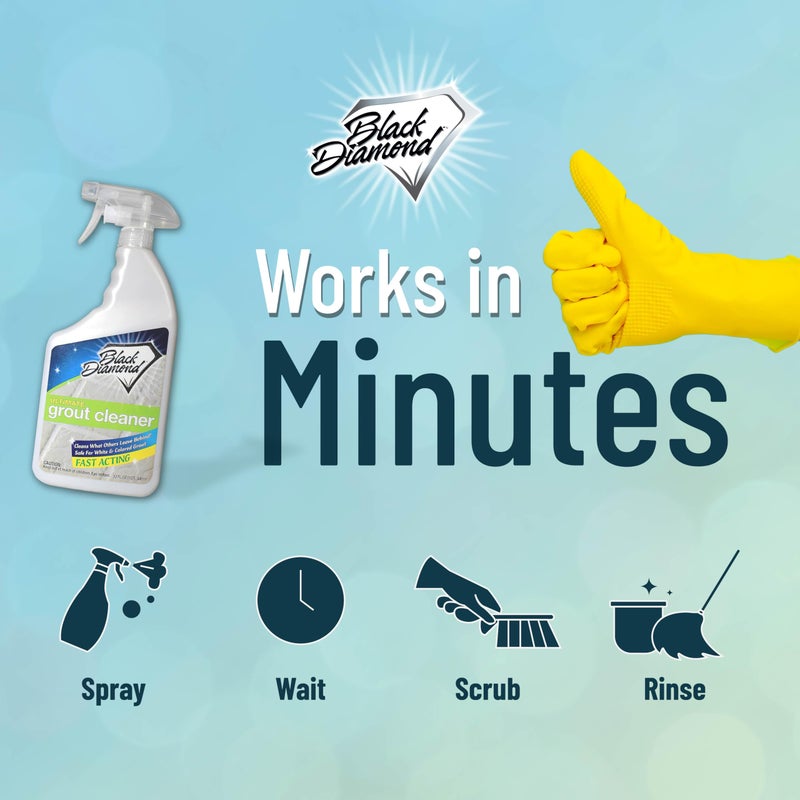Black Diamond Stoneworks Ultimate Grout Cleaner Spray for Tile - Heavy Duty Grout and Tile Cleaner for Tile Floors & Shower Grout Cleaner - Tile Floor Cleaner Removes Dirt, Grease and Soap Scum from Tile & Grout - 1-Quart. - Image 3