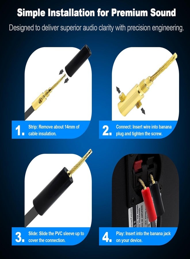 onelinkmore Flex Pin Banana Plugs for Speaker Wire - 5 Pairs, 24K Gold Plated Insulated Connector for Spring-Loaded Jack Terminals, Supports 12 AWG to 20 AWG Wires - Image 2