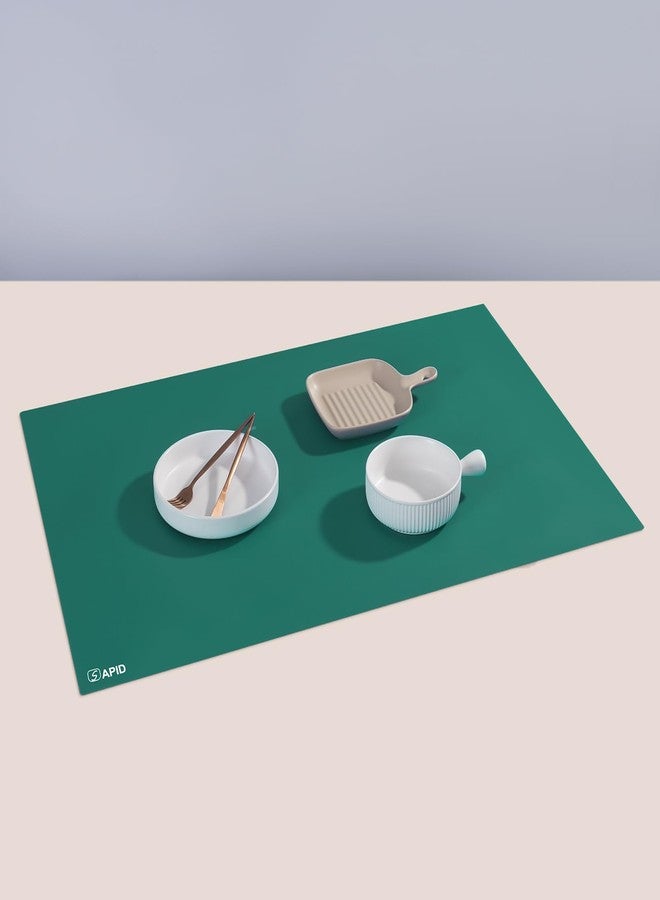SAPID Extra Large Silicone Mat 36" x 24" Place Mats, Heat Resistant Mat for Kitchen Countertop Protector, Thick Placemats Washable Silicone Mats for Kitchen Counter Mat Dining Table Mat, Dark Green, SAPID - Image 1