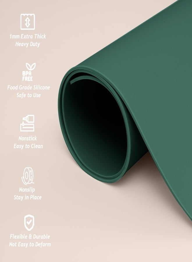 SAPID Extra Large Silicone Mat 36" x 24" Place Mats, Heat Resistant Mat for Kitchen Countertop Protector, Thick Placemats Washable Silicone Mats for Kitchen Counter Mat Dining Table Mat, Dark Green, SAPID - Image 3