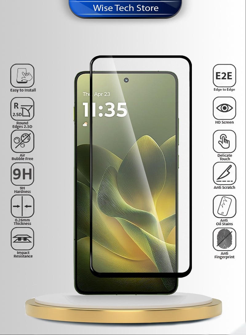 Wtech Motorola Edge 70 5G 2025 Premium E2E Series Full Glue Full Cover Tempered Glass Screen Protector (MSGECN) - Clear/Black - Image 2