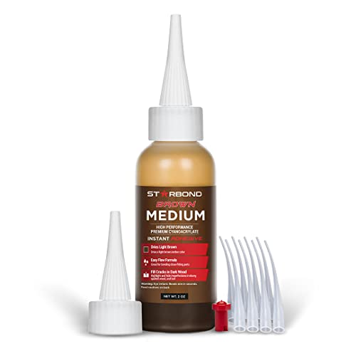 STARBOND Light Brown Medium CA Glue (Premium Cyanoacrylate Super Glue) Crack Filler 150 CPS Viscosity, for Woodworking, Woodturning, Carpentry, Guitar, 2oz - Image 1