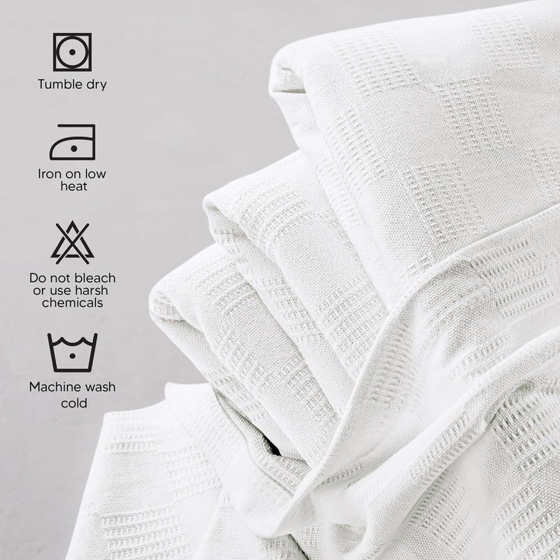 Utopia Bedding 100% Cotton Blanket (Throw Size - 60x50 Inches) 350GSM Lightweight Thermal Blanket, Soft Breathable Blanket for All Seasons (White) - Image 4