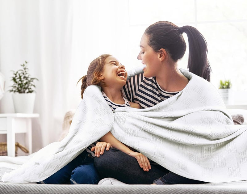 Utopia Bedding 100% Cotton Blanket (Throw Size - 60x50 Inches) 350GSM Lightweight Thermal Blanket, Soft Breathable Blanket for All Seasons (White) - Image 3