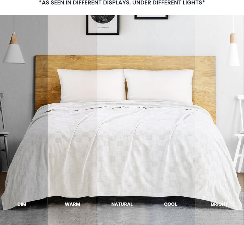 Utopia Bedding 100% Cotton Blanket (Throw Size - 60x50 Inches) 350GSM Lightweight Thermal Blanket, Soft Breathable Blanket for All Seasons (White) - Image 5