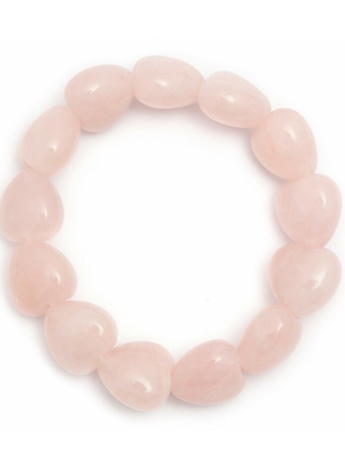 Chunky Rose Quartz Heart Bracelet