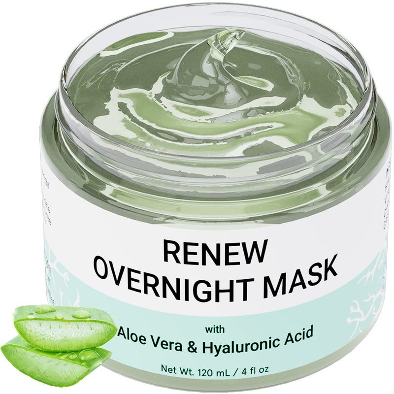 Doppeltree RENEW Overnight Face Mask with Aloe Vera Gel  Hyaluronic Acid Anti Aging Hydrating Facial Mask for All Skin Types Night Time Skin Care  Repair
