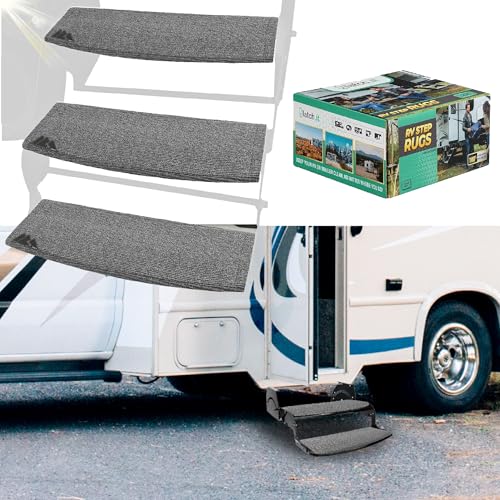 LATCH.IT RV Step Covers 3 Pack | 22" Wide Camper Step Covers for Radius Steps Only! | RV Step Rug Best Fits 8-11" Deep RV Stairs | Keep Your RV Clean! - Image 1