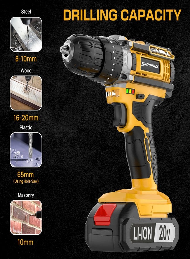 Tomahawk® TCD-20K 20V Cordless Impact Drill & Screwdriver | 35Nm Torque | 2-Speed 400/1400 RPM | 10mm Chuck | 18+1 Settings | Dual 1.5Ah Batteries for Home & DIY - Image 4