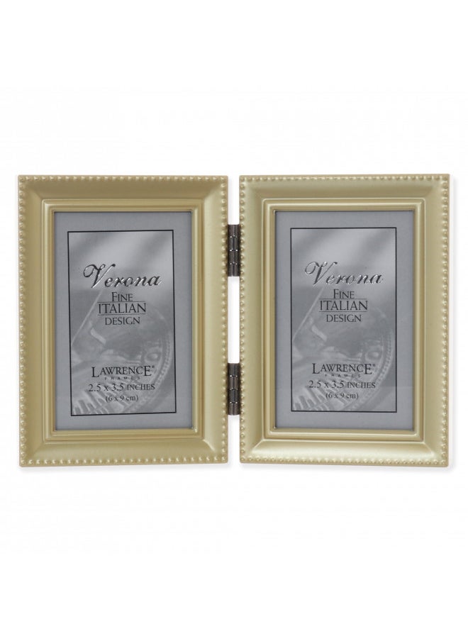 Lawrence Frames Lawrence Frames Bead Border Design, 2.5x3.5 Double, Satin Gold 