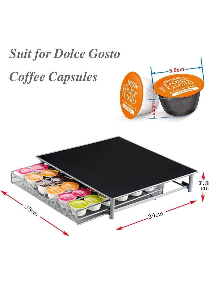 OASISWJ Coffee Pod Storage Drawer for 36 Capsules – Compatible with Dolce Gusto, Coffee Capsule Organizer Box, Grey - Image 2
