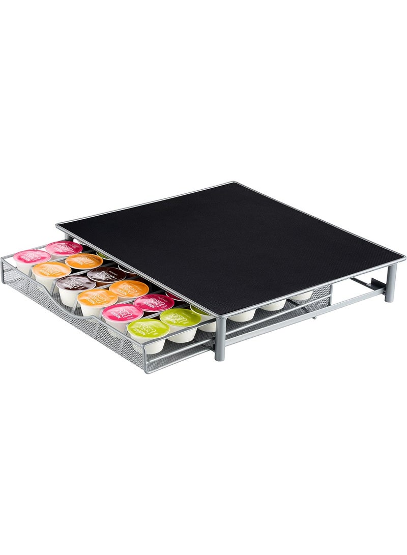 OASISWJ Coffee Pod Storage Drawer for 36 Capsules – Compatible with Dolce Gusto, Coffee Capsule Organizer Box, Grey - Image 1