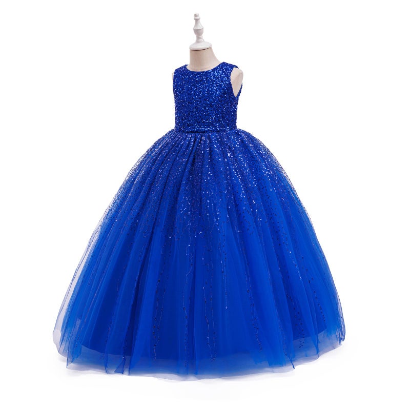 DPKM Flower Girls Sequin Dress Bridesmaid Sparkle Formal Wedding Party Birthday Kids Pageant Princess Prom Ball Gown - Image 2