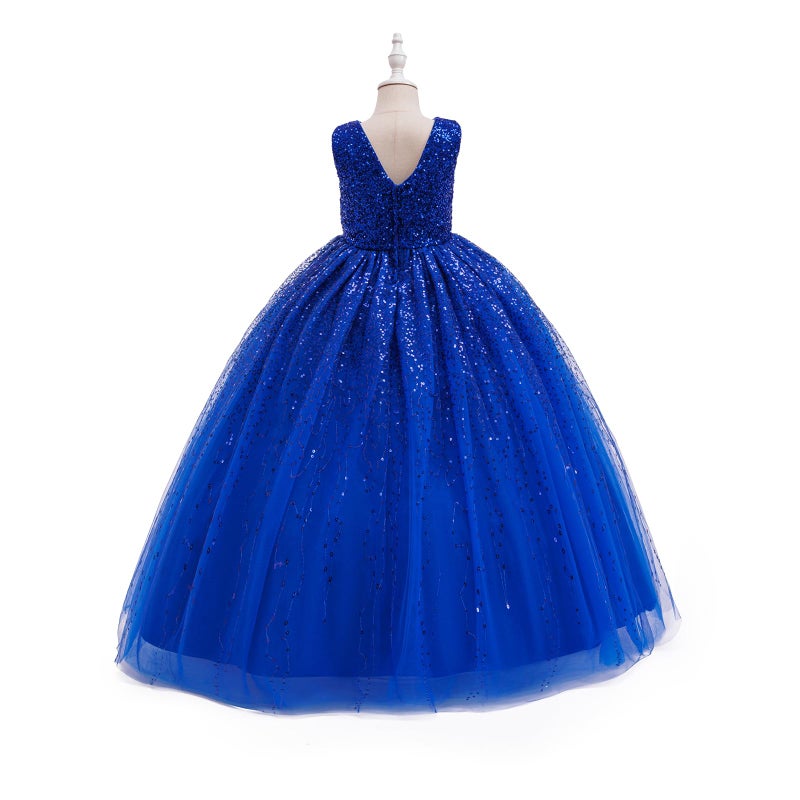 DPKM Flower Girls Sequin Dress Bridesmaid Sparkle Formal Wedding Party Birthday Kids Pageant Princess Prom Ball Gown - Image 3