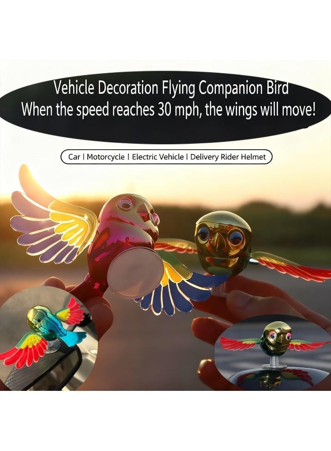 NIBEMINENT Simulation Flying Bird Car Ornament, Figurine Flapping Wings Fun Rider Helmet Decoration Doll for Car, Motorcycle, Bike & Helmet, Cute Outdoor Auto Decor Gift for Drivers - Image 1