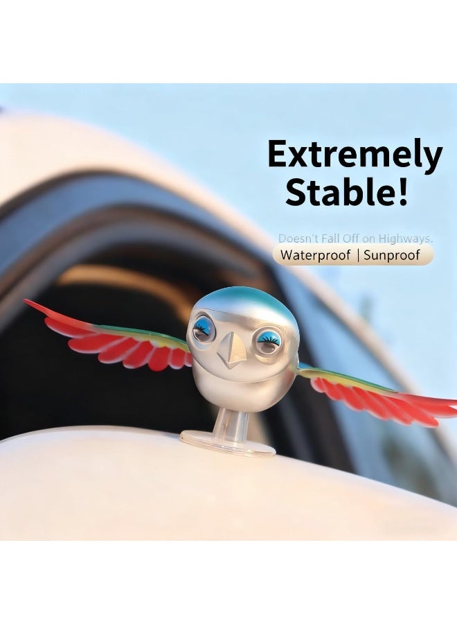 NIBEMINENT Simulation Flying Bird Car Ornament, Figurine Flapping Wings Fun Rider Helmet Decoration Doll for Car, Motorcycle, Bike & Helmet, Cute Outdoor Auto Decor Gift for Drivers - Image 3
