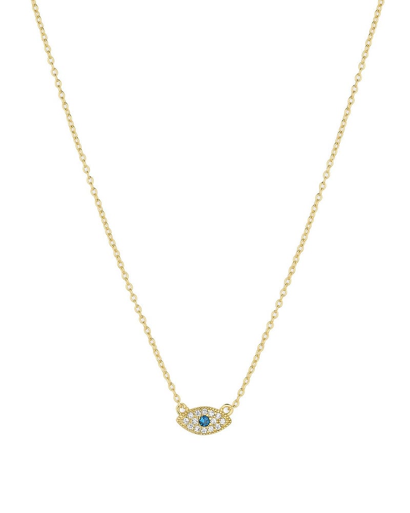 gorjana - Evil Eye Pendant Necklace - 18K Gold Plated - Adjustable Link Chain wITH White CZ and London Blue Nanogem Talisman - Perfect for Layering - Long-Lasting - Image 1