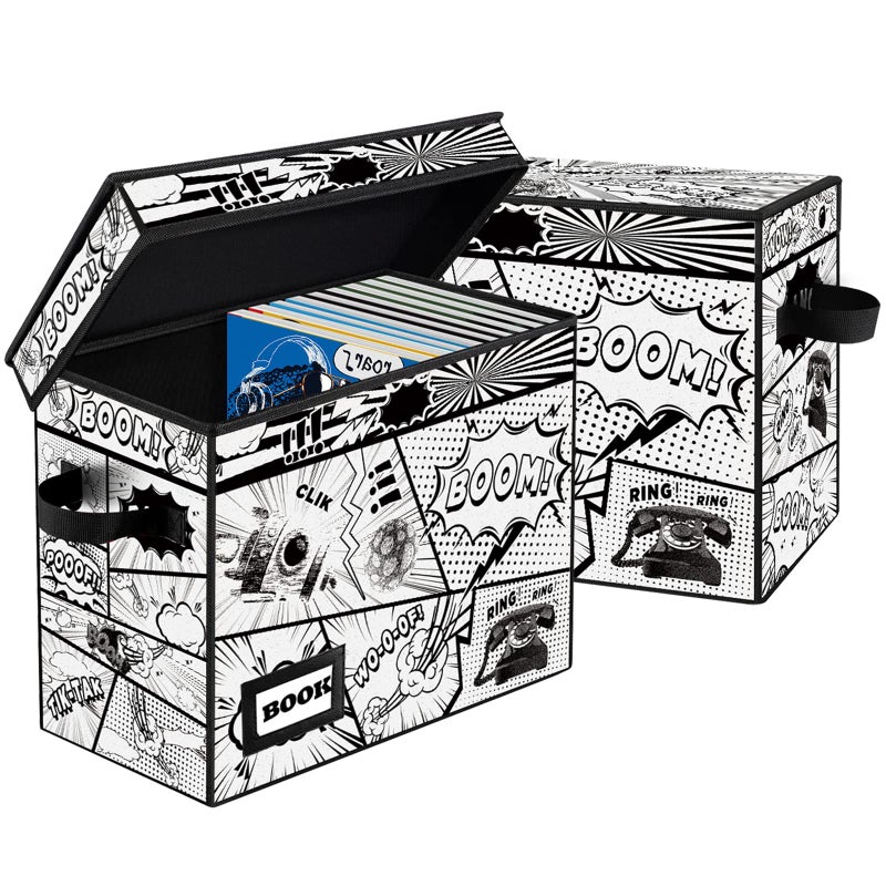 YNSZAS 2 Pack Collection Comic Book Storage Boxes Protector Organizer 158 X 78 X 118 Collapsible Short Box Holds 160180 Comic Book Heavy Duty Bin Container Holder Shelf - Image 2