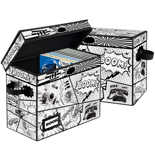 YNSZAS 2 Pack Collection Comic Book Storage Boxes Protector Organizer 158 X 78 X 118 Collapsible Short Box Holds 160180 Comic Book Heavy Duty Bin Container Holder Shelf - Image 1