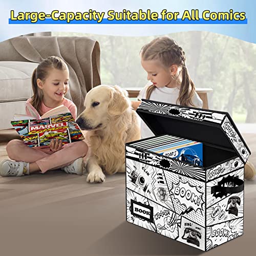 YNSZAS 2 Pack Collection Comic Book Storage Boxes Protector Organizer 158 X 78 X 118 Collapsible Short Box Holds 160180 Comic Book Heavy Duty Bin Container Holder Shelf - Image 3