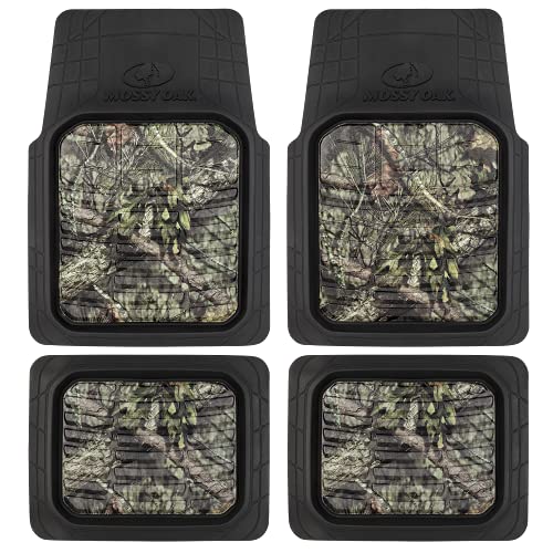 Mossy Oak Heavy Duty Deep Dish Rubber Floor Mats - All Weather Protection - Trim to Fit for Car, SUV, Van, Trucks (4 Pcs) - Official Licensed Product - Image 1