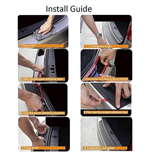 Youngine Universal Carbon Fibre Rubber Rear Guard Bumper Protector Anti-Scratch Trim Cover for Car Pickup SUV Truck,104cm/41 inches - Image 4