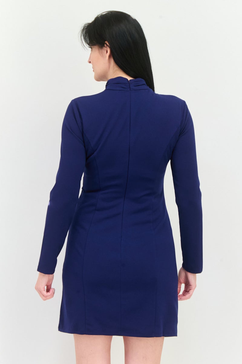 Donna Morgan Women Ruched Mini Sheath Dress, Navy - Image 4