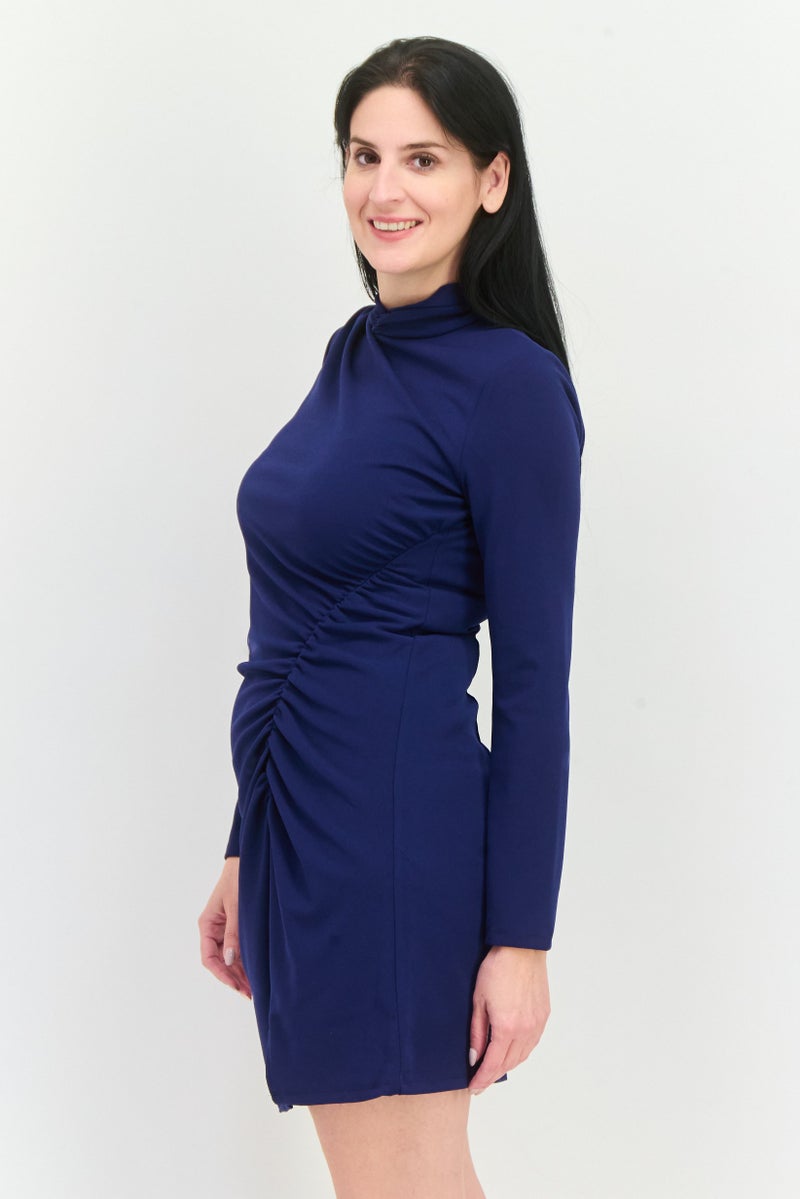 Donna Morgan Women Ruched Mini Sheath Dress, Navy - Image 3