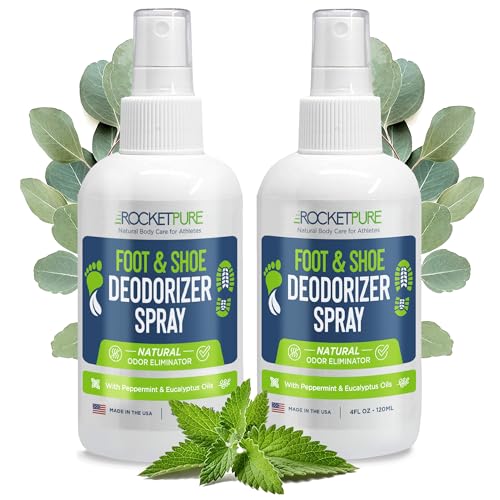 Rocket Pure Natural Foot and Shoe Deodorizer Spray, Deodorant and Odor Eliminator for Smelly Feet, Smell Remover, Formulated with Essential Oils, Made in the USA, Mint, 4 fl oz (Pack of 2) - Image 1