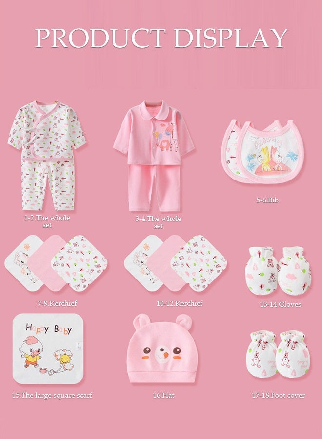 DUNISO مجموعة هدايا للأطفال حديثي الولادة 18 قطعة، مجموعة هدايا ملابس حديثي الولادة، مجموعة ملابس وإكسسوارات للأطفال، مريحة وقابلة للتنفس، متاحة في جميع الفصول، مناسبة للأطفال حتى ارتفاع 59 سم - Image 4