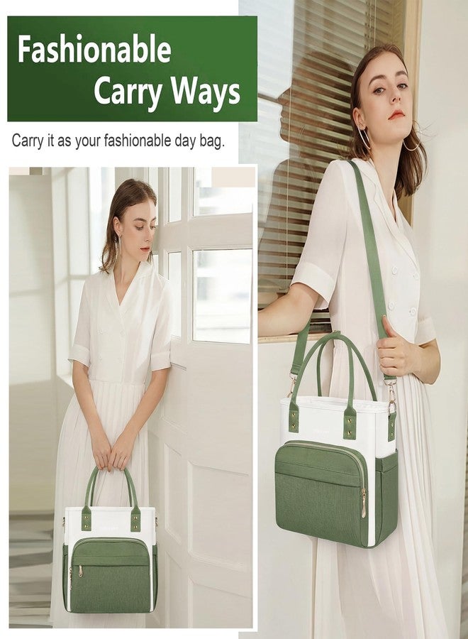 MIYCOO Lunch Bag Lunch Box Women - Leakproof Insulated Lunch Cooler Bag for Women - Large Lunch Tote Bags Adults, Green White - Image 5