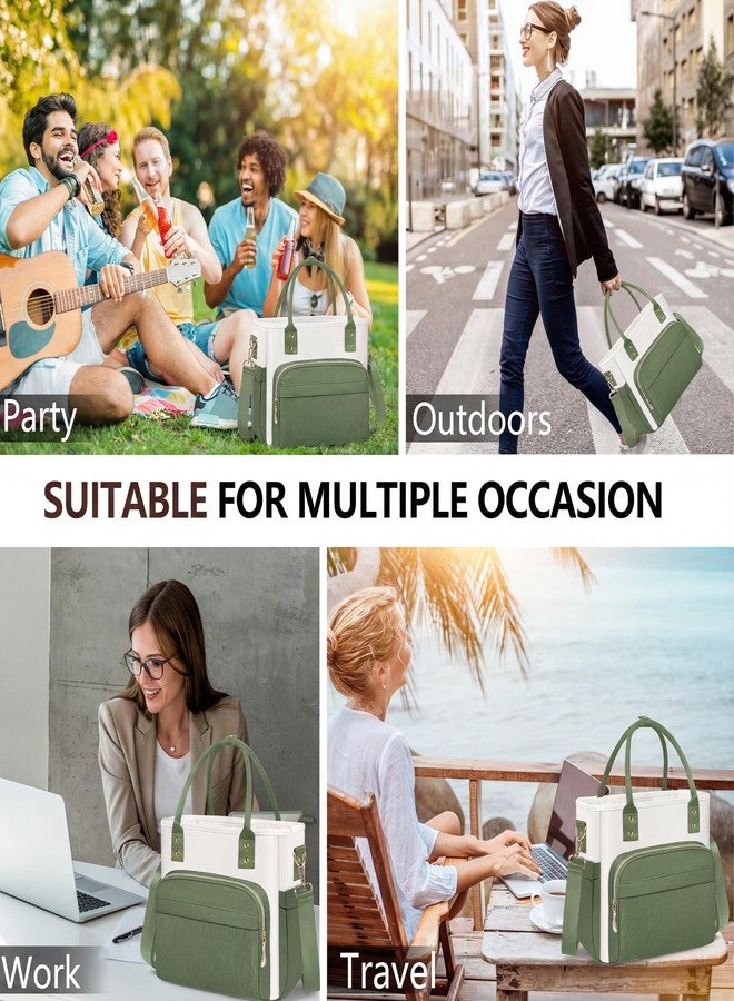 MIYCOO Lunch Bag Lunch Box Women - Leakproof Insulated Lunch Cooler Bag for Women - Large Lunch Tote Bags Adults, Green White - Image 4