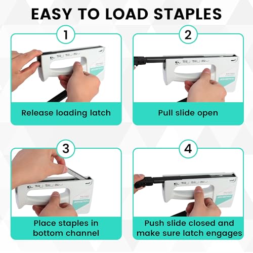 HAUSHOF Light Duty Staple Gun, Upholstery Staple Gun with 800PCS JT21 Staples and Stapler Remover, Fits JT21 Staple of 1/4'', 5/16'' & 3/8'', Used for Wood, Classroom, Crafts, DIY, Decoration (White) - Image 4