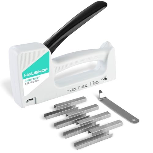 HAUSHOF Light Duty Staple Gun, Upholstery Staple Gun with 800PCS JT21 Staples and Stapler Remover, Fits JT21 Staple of 1/4'', 5/16'' & 3/8'', Used for Wood, Classroom, Crafts, DIY, Decoration (White) - Image 1