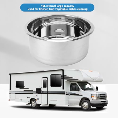 Jauarta 12 Inch Single Bowl Bar Sink Polished Stainless Steel Round Kitchen Sink with 40mm Drain Hole for Boat Caravan RV - Image 3