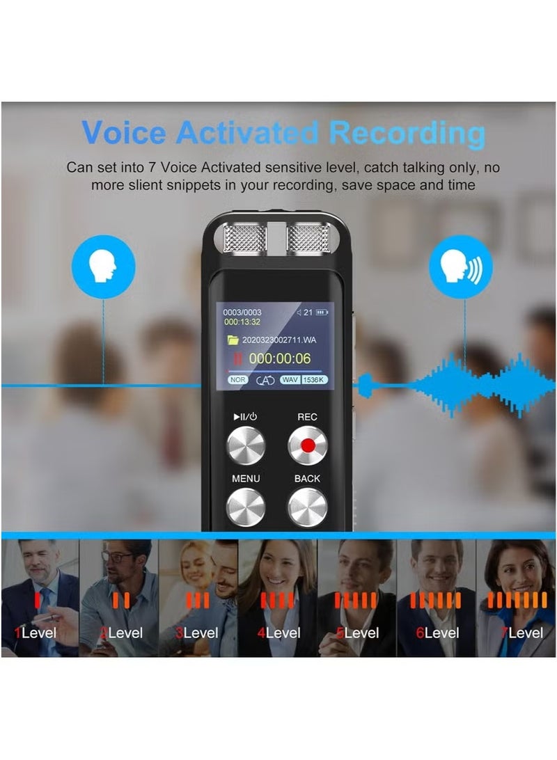 شو وو مسجل صوت رقمي بسعة 72 جيجابايت: مسجلات صوتية مع خاصية التشغيل، جهاز تسجيل صوتي، مسجل صوت محمول مزود بكلمة مرور، مشغل ووكمان - Image 3