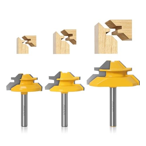 JGZUI 45Degree Lock Miter Router Bit 14Inch Shank C3 Tungsten Carbide Glue Joint Cutter for Cabinet Drawer Woodworking 112Inch Cutting Diameter - Image 3