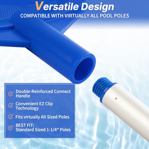 Tavaleu Pool Skimmer, Hot Tub Skimmer Spa Net with Pole, 26'', Ultra Fine Mesh Skimmer Rake, Swimming Pool Leaf Skimmer Net with Aluminum Pole, Spa Hot Tub Skimmer for Fast Cleaning, Leaves, Debris - Image 4