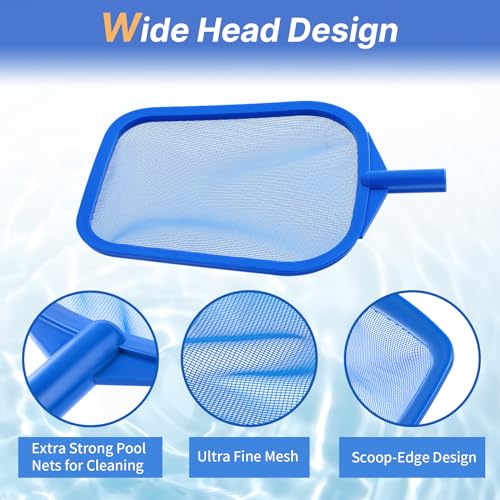 Tavaleu Pool Skimmer, Hot Tub Skimmer Spa Net with Pole, 26'', Ultra Fine Mesh Skimmer Rake, Swimming Pool Leaf Skimmer Net with Aluminum Pole, Spa Hot Tub Skimmer for Fast Cleaning, Leaves, Debris - Image 5