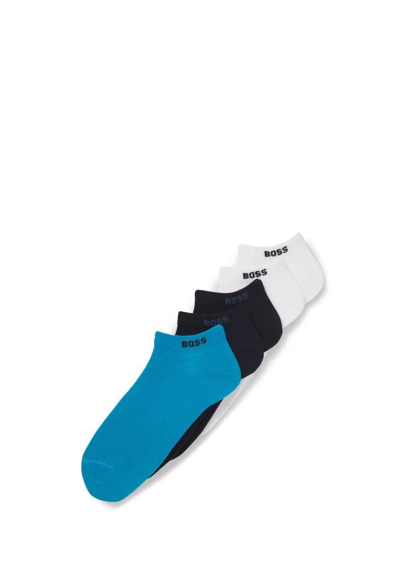 BOSS Five-pack of cotton-blend ankle socks with branding