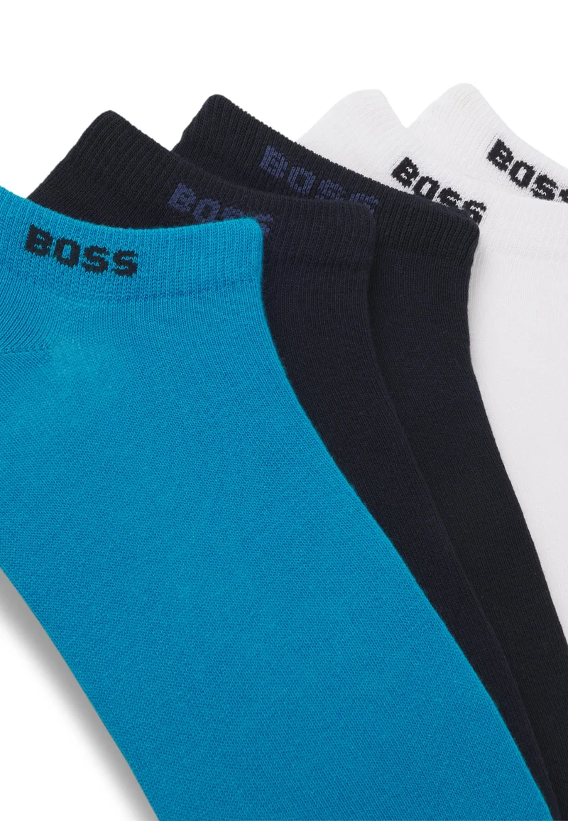 BOSS Five-pack of cotton-blend ankle socks with branding
