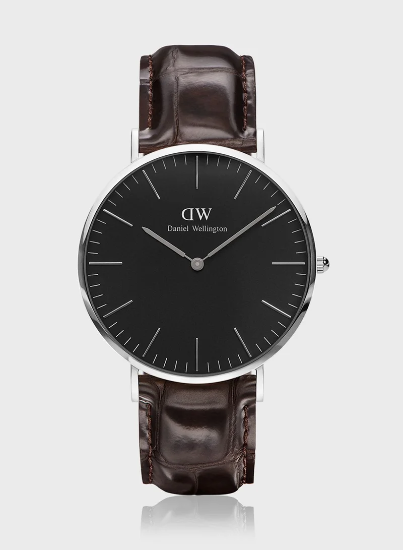 DANIEL WELLINGTON Classic York Silver Black 40mm Watch