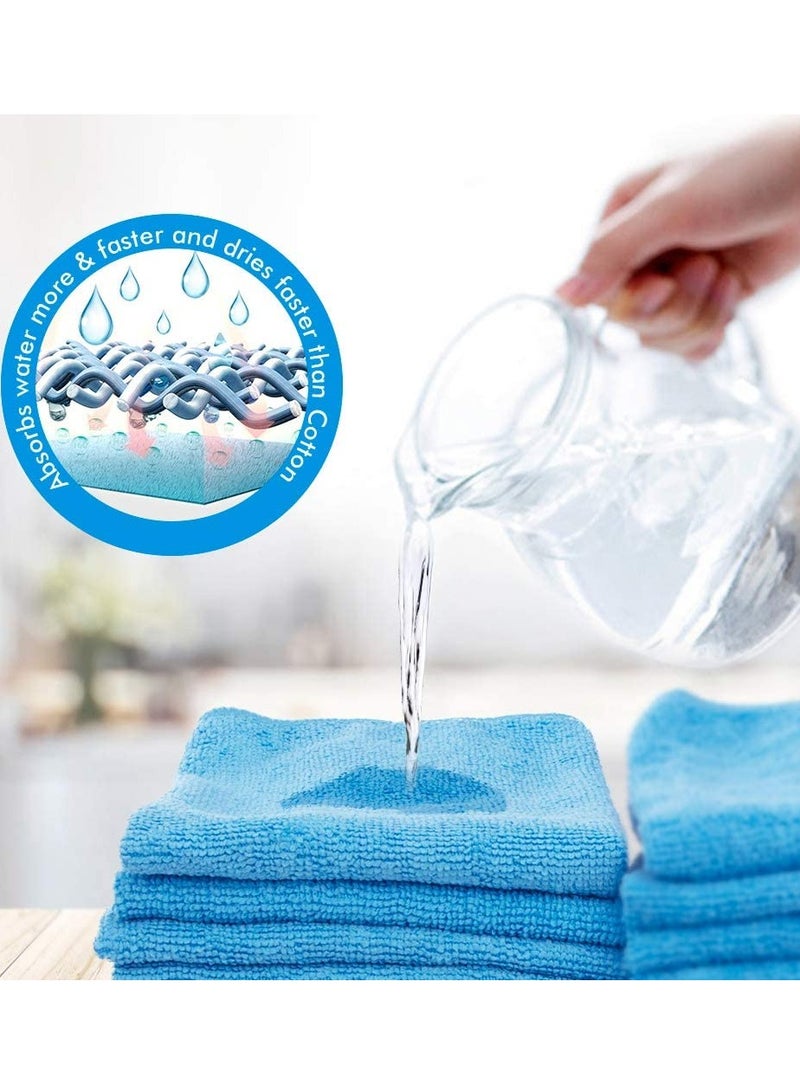 ZAQ Microfiber Cleaning Cloths All Purpose Absorbent Reusable Kitchen Towel Dish Rag for Car Wash Windows Surface Bathroom Home Use Blue 30 x 40 cm Pack of 10 - Image 5