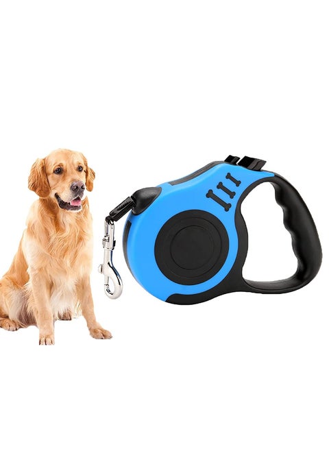 Retractable Dog Leash, 5m Durable Nylon Pet Leash, With Non-Slip Handle, no Tangles, Single-Hand Brake Blue
