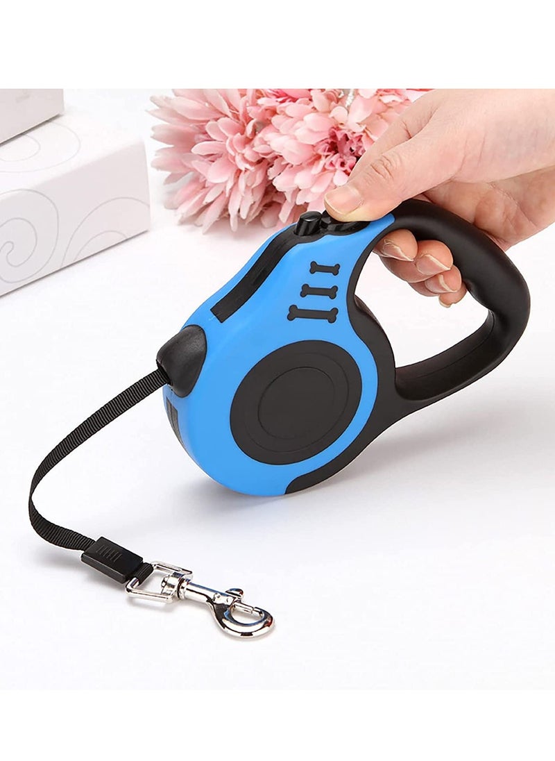 MissTiara - Retractable Dog Leash, 5m Durable Nylon Pet Leash, With Non-Slip Handle, no Tangles, Single-Hand Brake Blue - Image 1