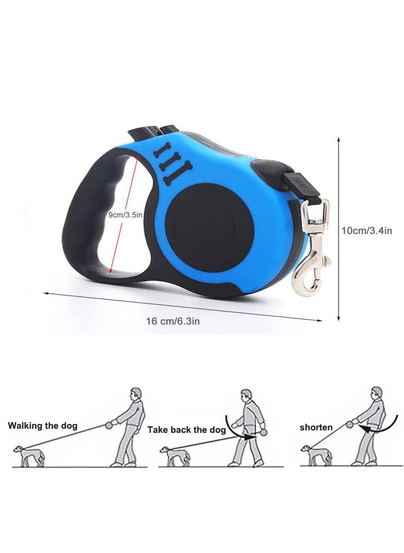 MissTiara - Retractable Dog Leash, 5m Durable Nylon Pet Leash, With Non-Slip Handle, no Tangles, Single-Hand Brake Blue - Image 1