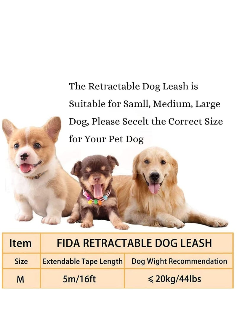 MissTiara - Retractable Dog Leash, 5m Durable Nylon Pet Leash, With Non-Slip Handle, no Tangles, Single-Hand Brake Blue - Image 1