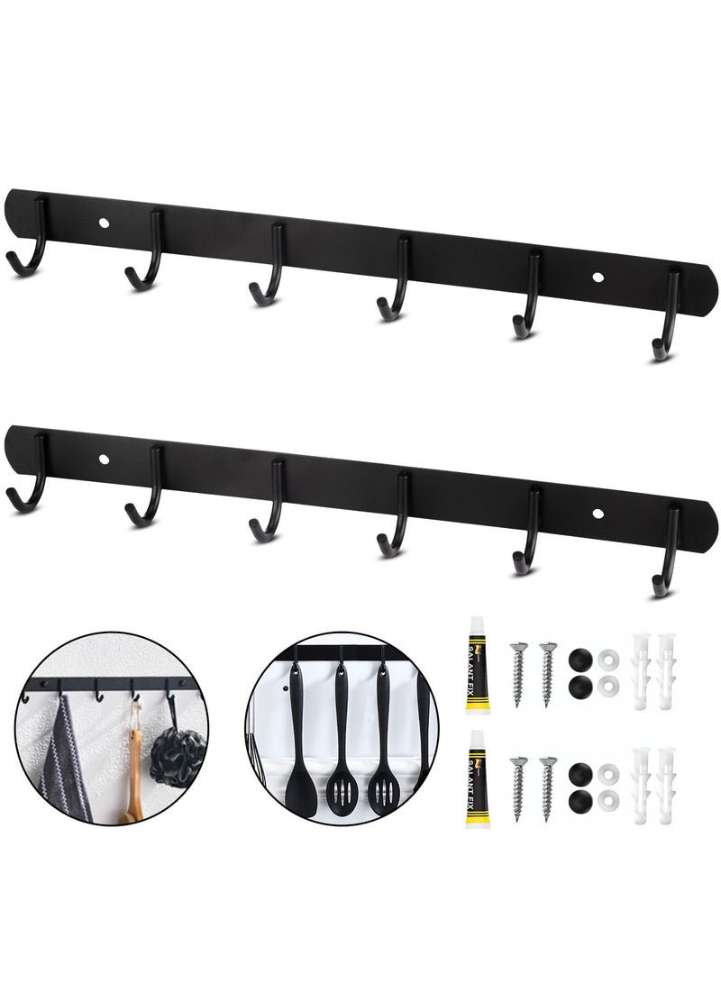 Stainless Steel Hooks Wall Mount Coat Hook Towel Coat Hat Door Hanger Rack Kitchen Bedroom Hooks Towel Hooks Black Color 2 Pieces  - Image 1