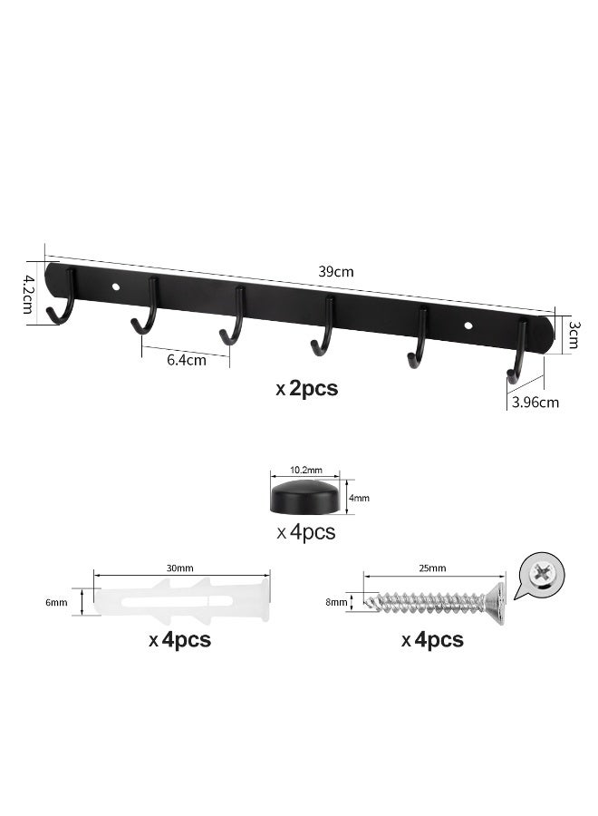 Stainless Steel Hooks Wall Mount Coat Hook Towel Coat Hat Door Hanger Rack Kitchen Bedroom Hooks Towel Hooks Black Color 2 Pieces  - Image 2